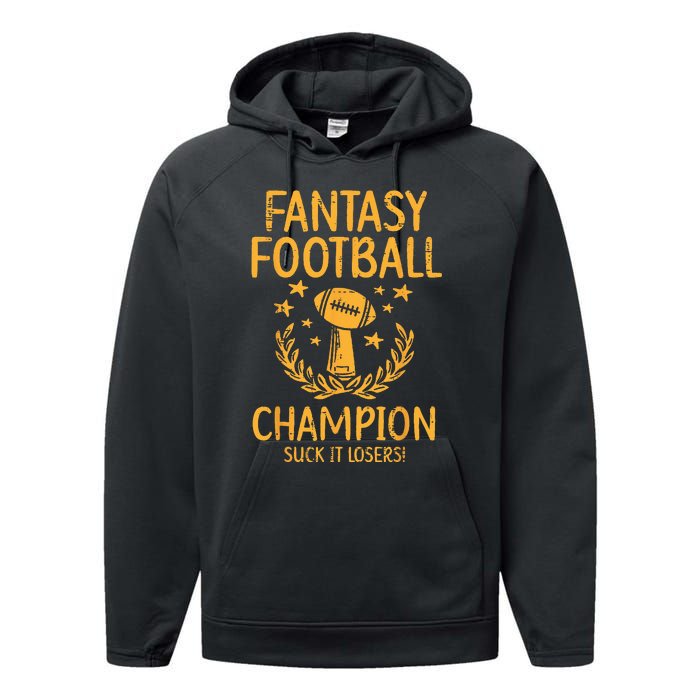 Fantasy Football Champion Funny FFL Draft Champ Performance Fleece Hoodie