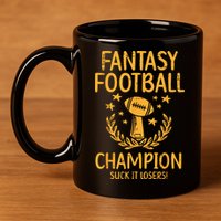 Fantasy Football Champion Funny FFL Draft Champ 11oz C Handle Ceramic Mug