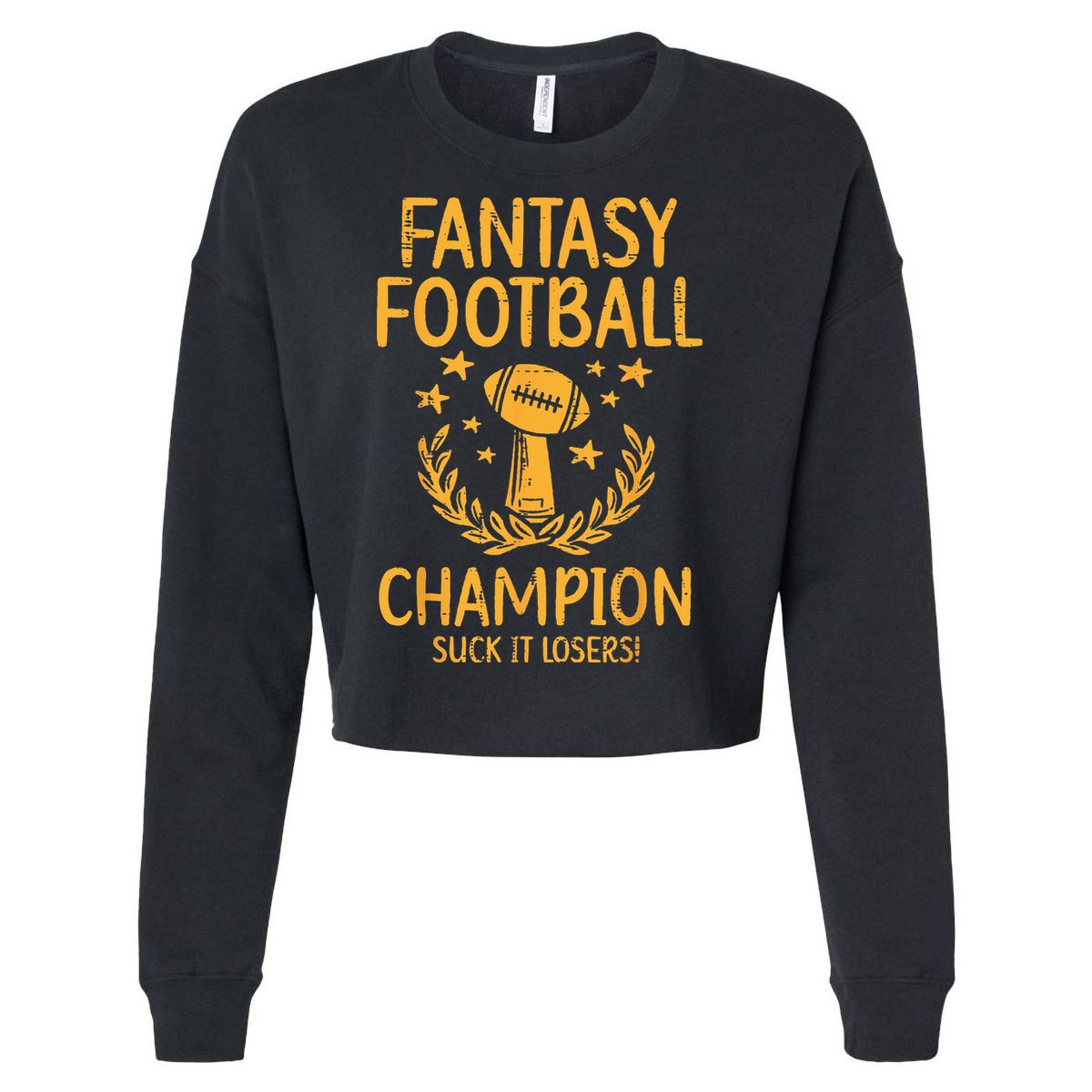 Fantasy Football Champion Funny FFL Draft Champ Cropped Pullover Crew