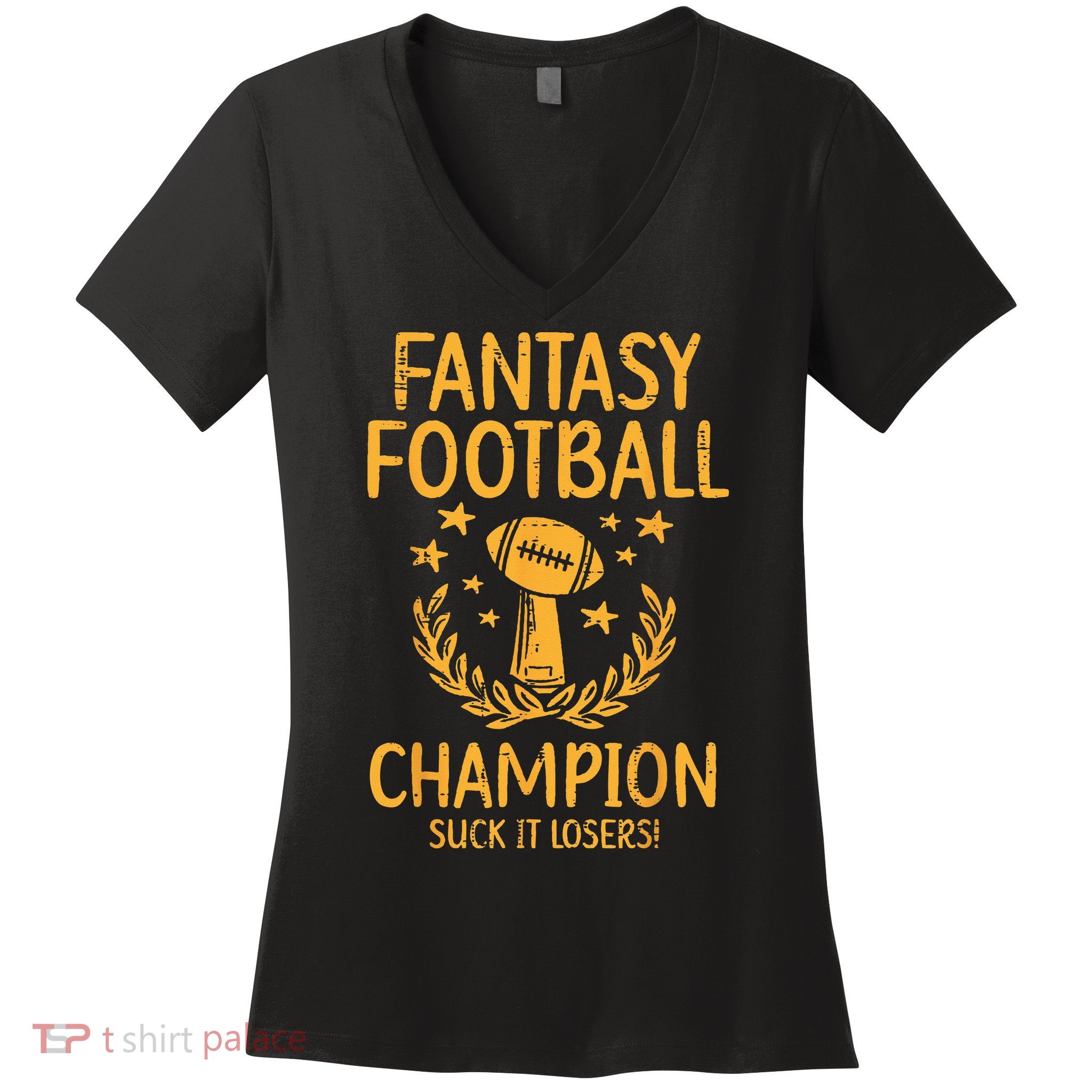 Fantasy Football Champion Funny FFL Draft Champ Women's V-Neck T-Shirt