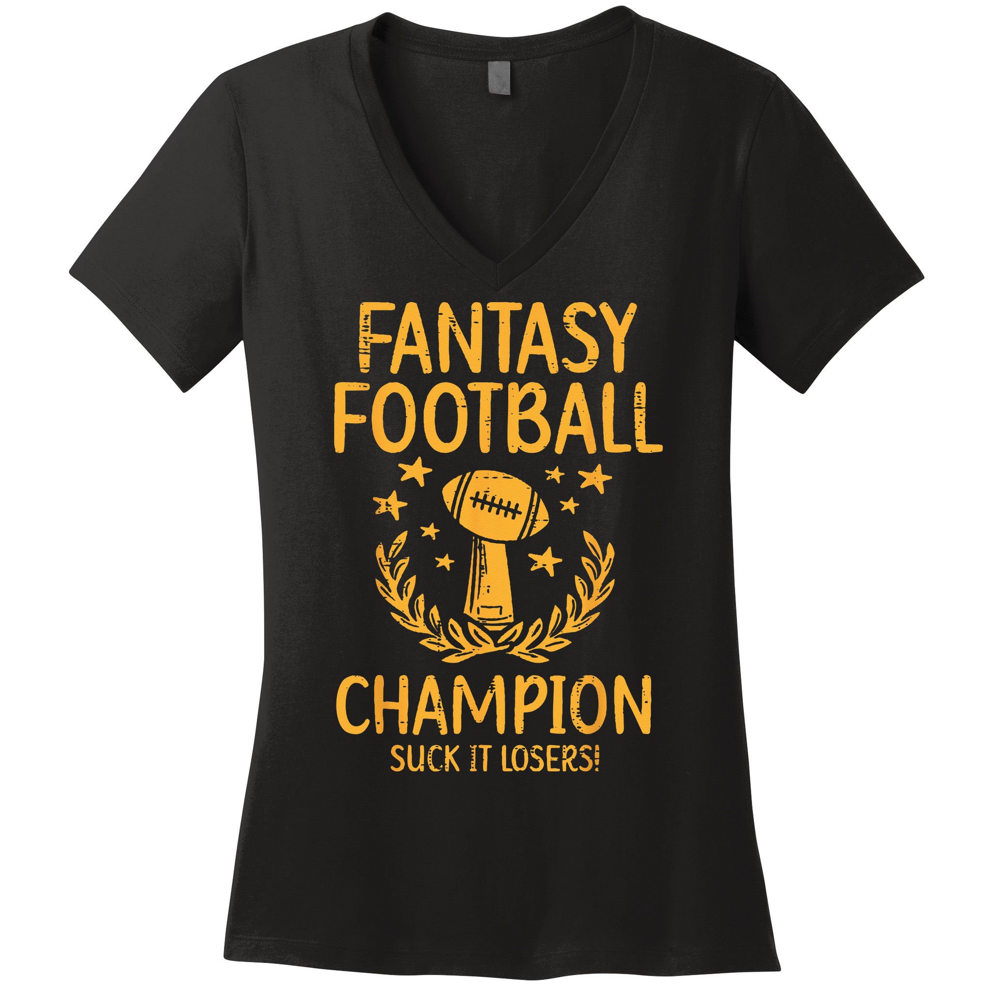 Fantasy Football Champion Funny FFL Draft Champ Women's V-Neck T-Shirt