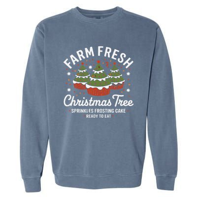 Farm Fresh Christmas Tree Cakes Funny Tree Farm Xmas Pajamas Garment-Dyed Sweatshirt