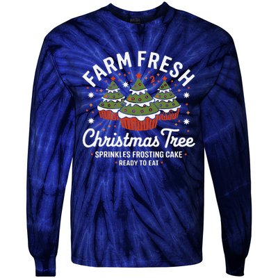 Farm Fresh Christmas Tree Cakes Funny Tree Farm Xmas Pajamas Tie-Dye Long Sleeve Shirt