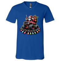 Funny Farm Christmas Tractor Xmas Santa Tractor Lovers Gift V-Neck T-Shirt