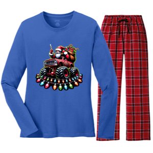 Funny Farm Christmas Tractor Xmas Santa Tractor Lovers Gift Women's Long Sleeve Flannel Pajama Set 