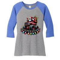 Funny Farm Christmas Tractor Xmas Santa Tractor Lovers Gift Women's Tri-Blend 3/4-Sleeve Raglan Shirt