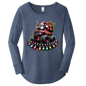 Funny Farm Christmas Tractor Xmas Santa Tractor Lovers Gift Women's Perfect Tri Tunic Long Sleeve Shirt