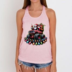 Funny Farm Christmas Tractor Xmas Santa Tractor Lovers Gift Women's Knotted Racerback Tank