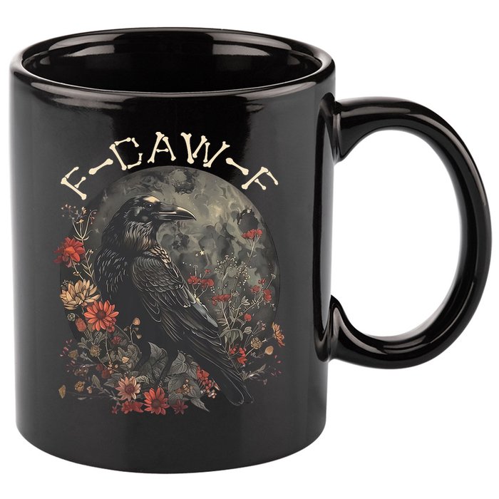Funny F Caw F Raven Bird Saying Graphic 11oz C Handle Ceramic Mug