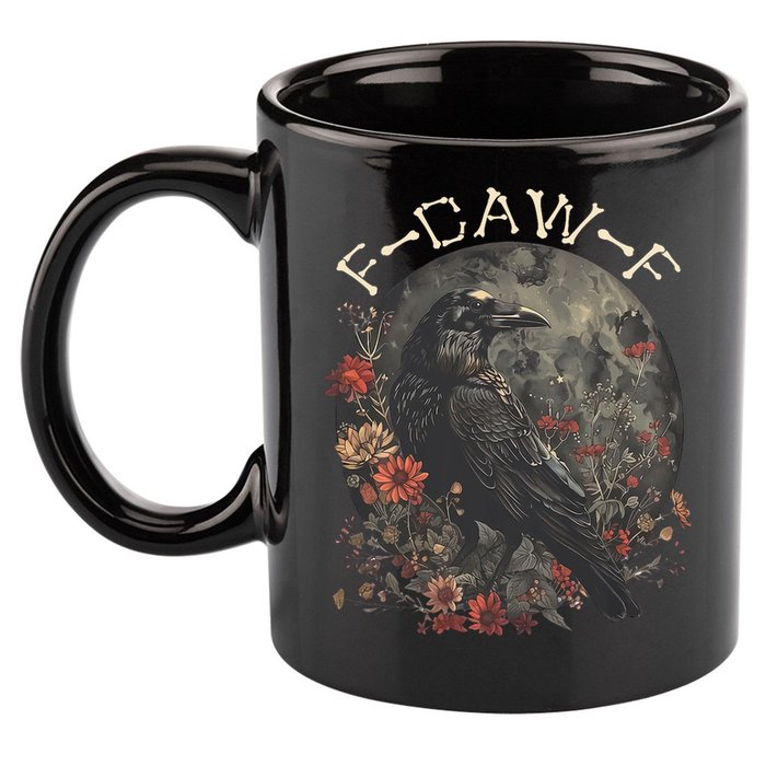 Funny F Caw F Raven Bird Saying Graphic 11oz C Handle Ceramic Mug