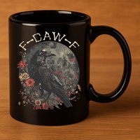 Funny F Caw F Raven Bird Saying Graphic 11oz C Handle Ceramic Mug