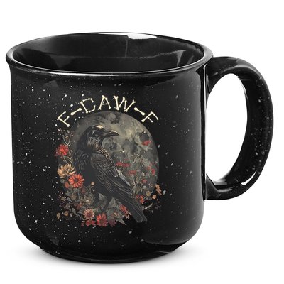Funny F Caw F Raven Bird Saying Graphic 15oz Campfire Ceramic Mug