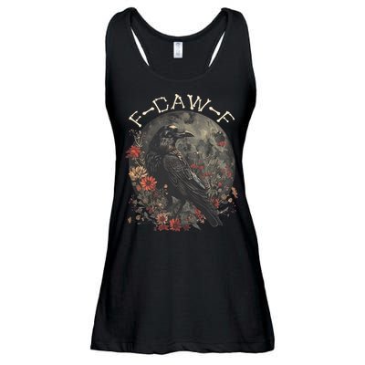 Funny F Caw F Raven Bird Saying Graphic Ladies Essential Flowy Tank