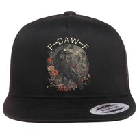 Funny F Caw F Raven Bird Saying Graphic Flat Bill Trucker Hat