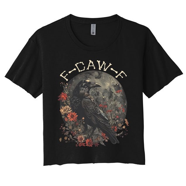 Funny F Caw F Raven Bird Saying Graphic Crop Top