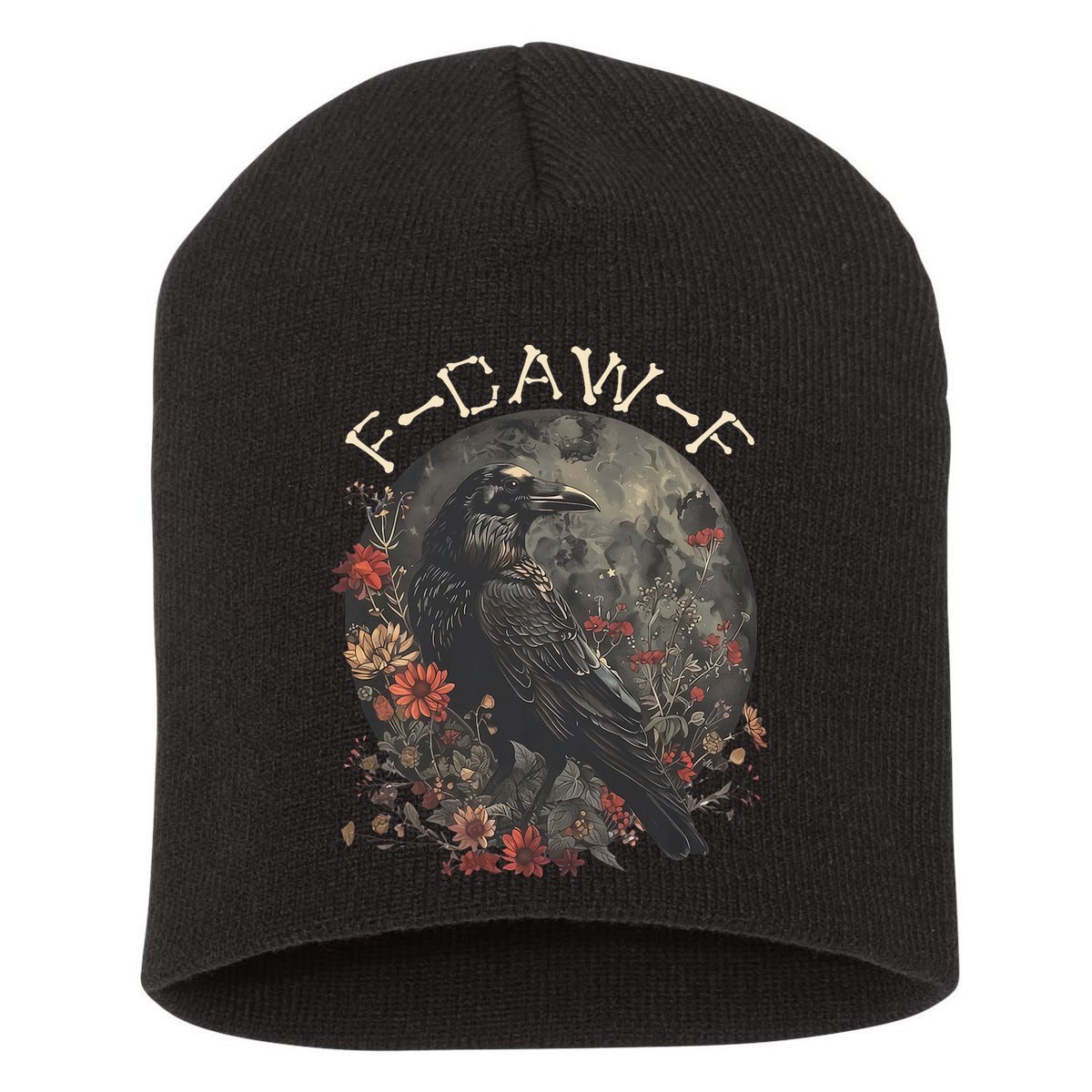 Funny F Caw F Raven Bird Saying Graphic Short Acrylic Beanie