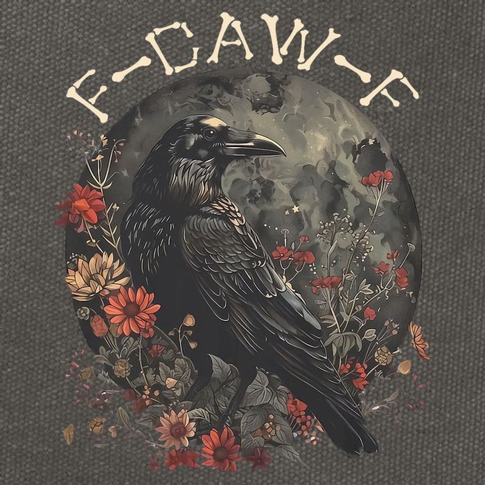 Funny F Caw F Raven Bird Saying Graphic Cotton Canvas Backpack
