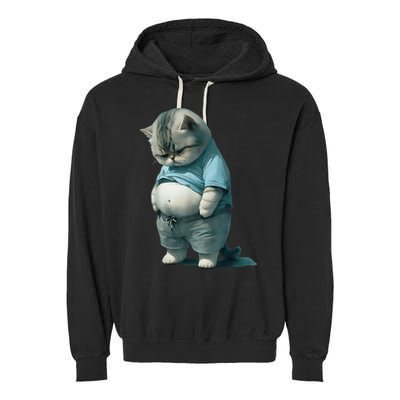 Funny Fat Cat Art Design Fat Kitten Cat Lover Garment-Dyed Fleece Hoodie