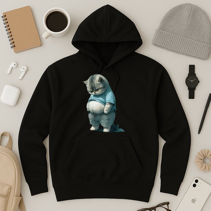 Funny Fat Cat Art Design Fat Kitten Cat Lover Hoodie