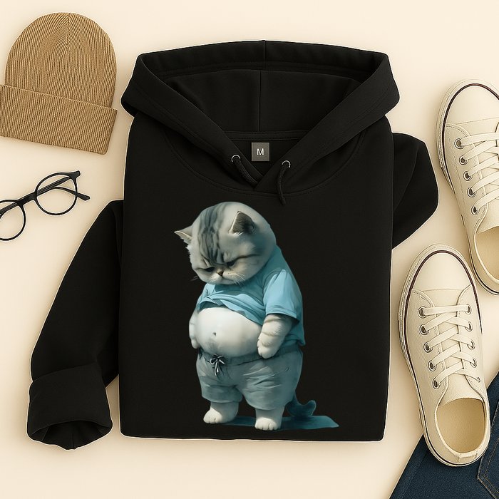 Funny Fat Cat Art Design Fat Kitten Cat Lover Hoodie