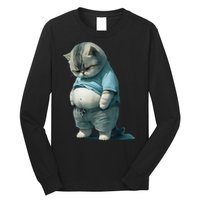 Funny Fat Cat Art Design Fat Kitten Cat Lover Long Sleeve Shirt