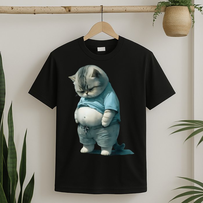 Funny Fat Cat Art Design Fat Kitten Cat Lover T-Shirt