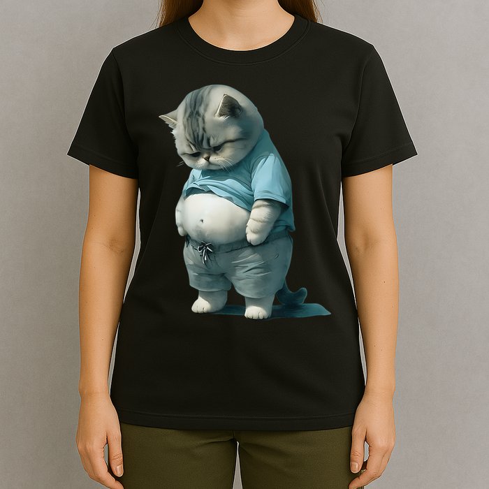 Funny Fat Cat Art Design Fat Kitten Cat Lover T-Shirt