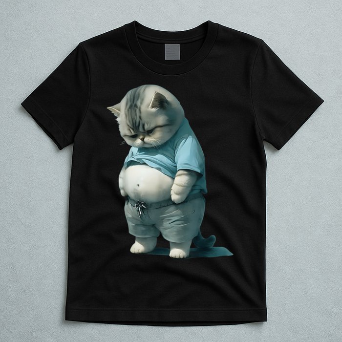 Funny Fat Cat Art Design Fat Kitten Cat Lover T-Shirt