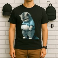 Funny Fat Cat Art Design Fat Kitten Cat Lover T-Shirt