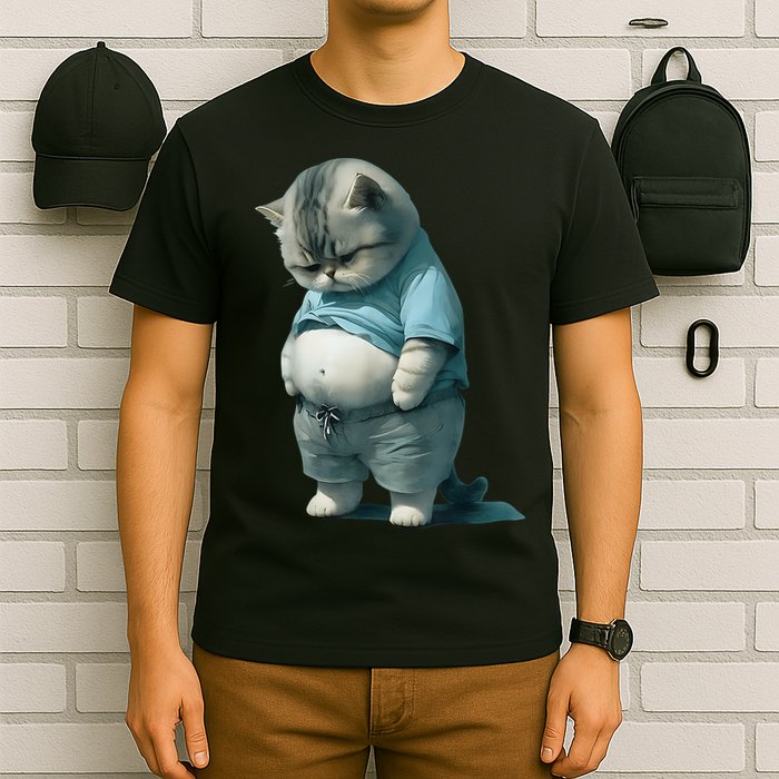 Funny Fat Cat Art Design Fat Kitten Cat Lover T-Shirt