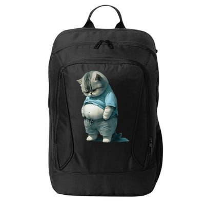 Funny Fat Cat Art Design Fat Kitten Cat Lover City Backpack