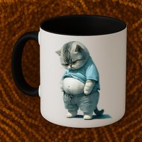 Funny Fat Cat Art Design Fat Kitten Cat Lover Mug