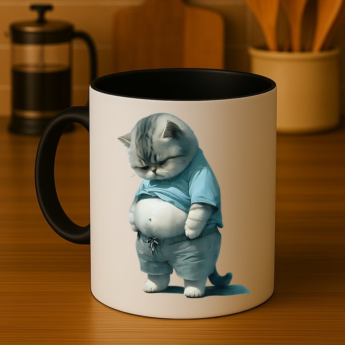 Funny Fat Cat Art Design Fat Kitten Cat Lover Mug
