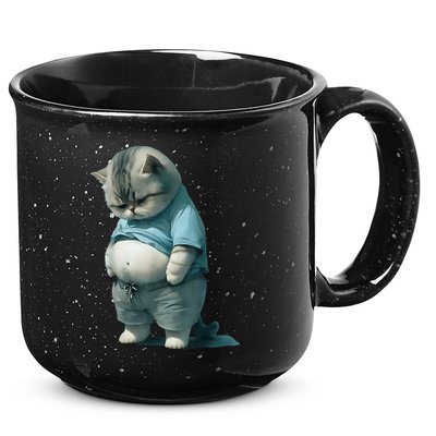 Funny Fat Cat Art Design Fat Kitten Cat Lover 15oz Campfire Ceramic Mug