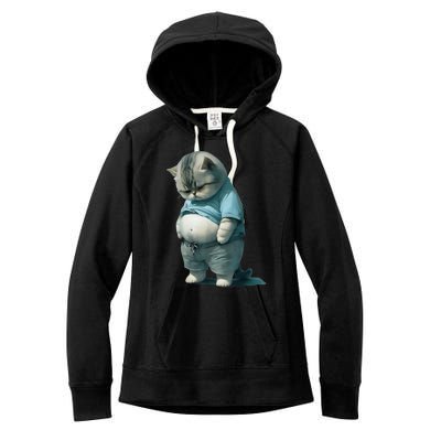 Funny Fat Cat Art Design Fat Kitten Cat Lover Women's Fleece Hoodie