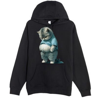 Funny Fat Cat Art Design Fat Kitten Cat Lover Premium Pullover Hoodie