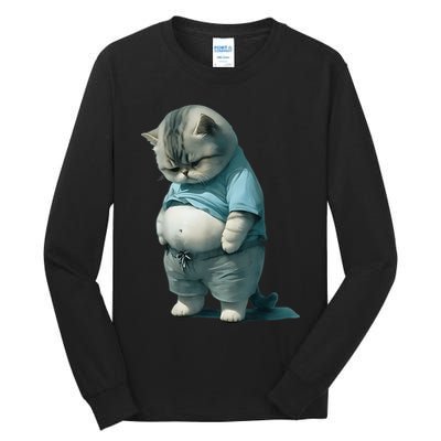 Funny Fat Cat Art Design Fat Kitten Cat Lover Tall Long Sleeve T-Shirt