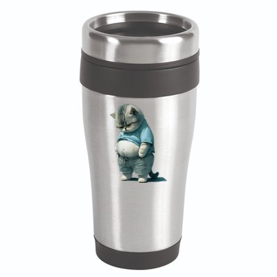 Funny Fat Cat Art Design Fat Kitten Cat Lover 16oz Travel Tumbler
