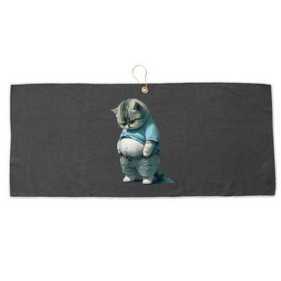 Funny Fat Cat Art Design Fat Kitten Cat Lover Large Microfiber Waffle Golf Towel