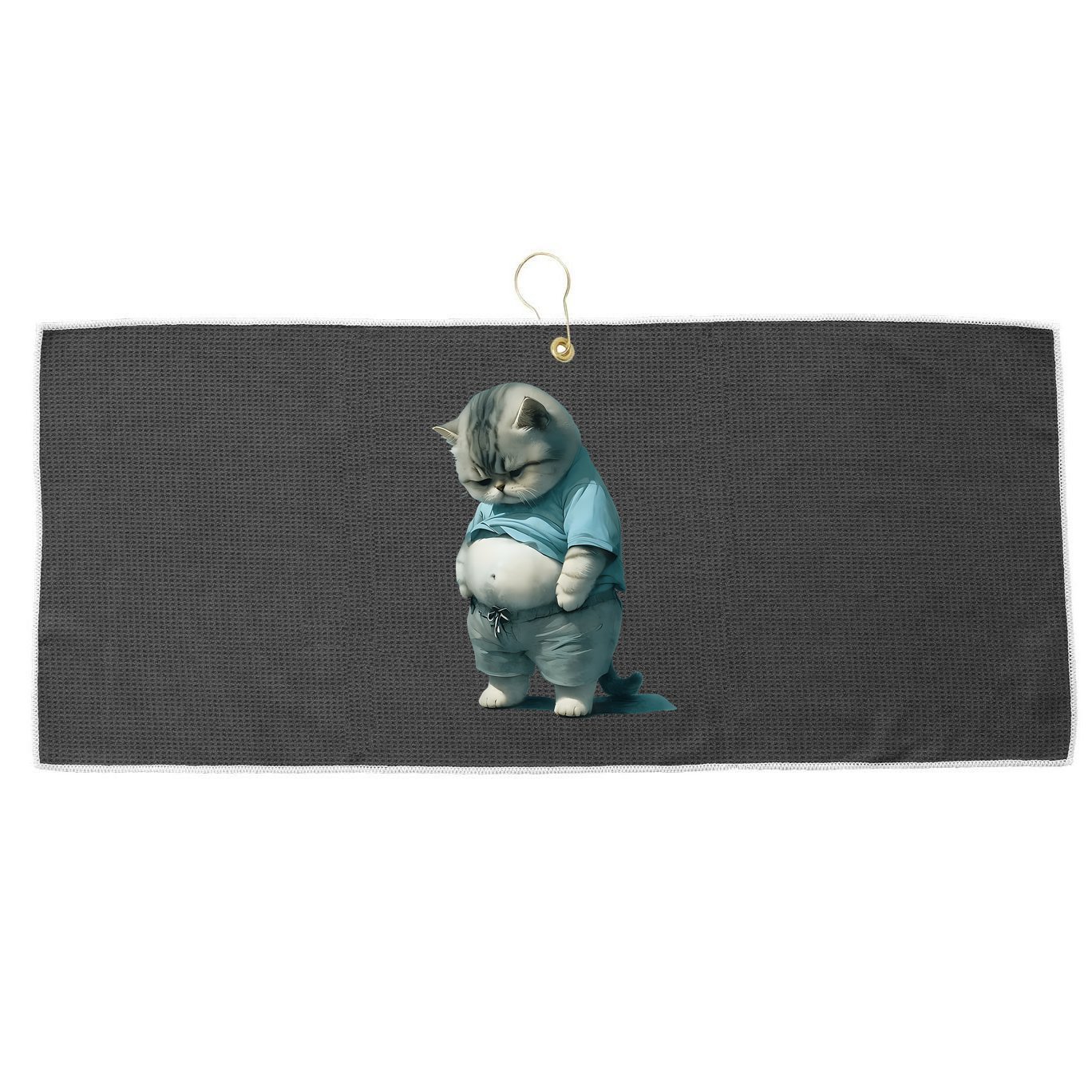 Funny Fat Cat Art Design Fat Kitten Cat Lover Large Microfiber Waffle Golf Towel