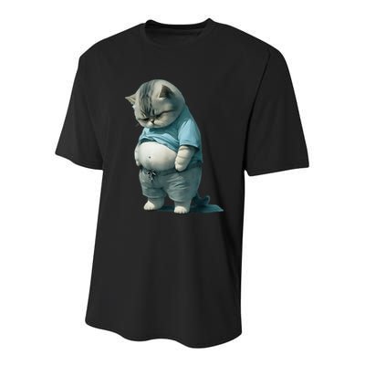 Funny Fat Cat Art Design Fat Kitten Cat Lover Youth Performance Sprint T-Shirt