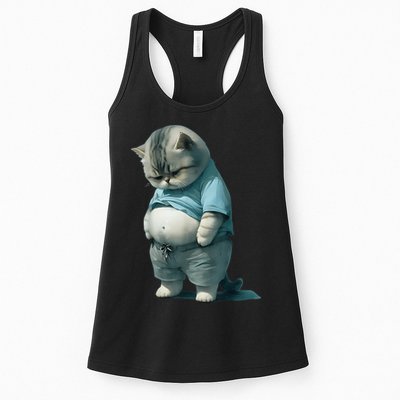 Funny Fat Cat Art Design Fat Kitten Cat Lover Womens Tank Top