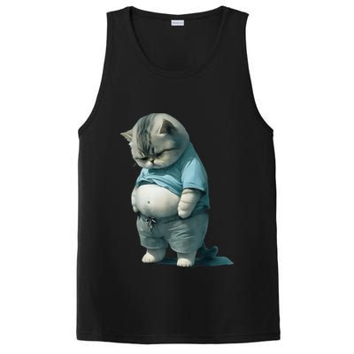 Funny Fat Cat Art Design Fat Kitten Cat Lover PosiCharge Competitor Tank