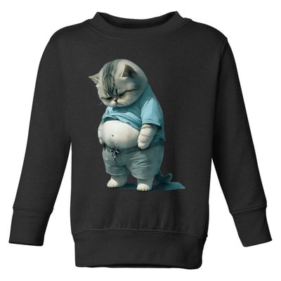 Funny Fat Cat Art Design Fat Kitten Cat Lover Toddler Sweatshirt