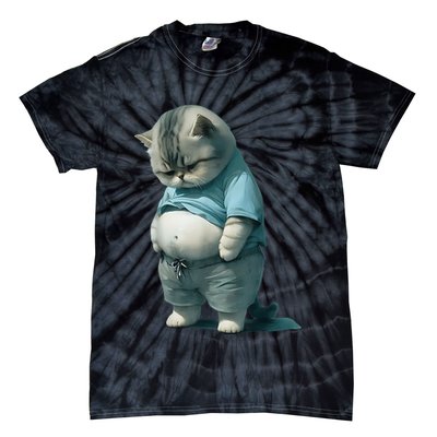 Funny Fat Cat Art Design Fat Kitten Cat Lover Tie-Dye T-Shirt