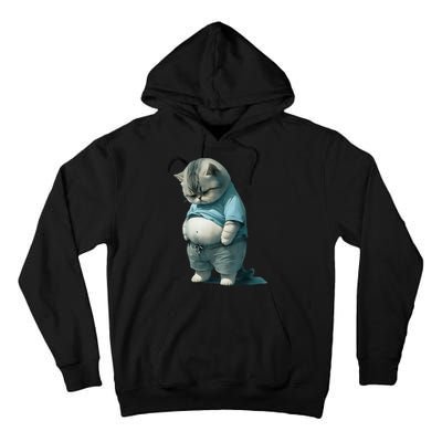 Funny Fat Cat Art Design Fat Kitten Cat Lover Tall Hoodie