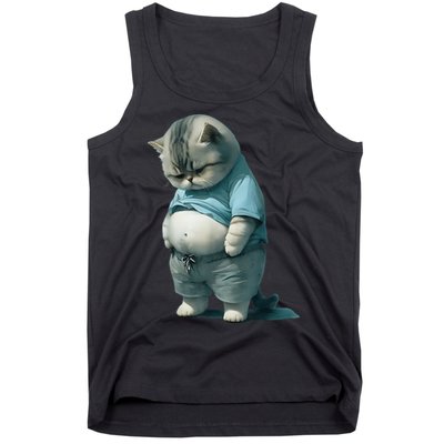 Funny Fat Cat Art Design Fat Kitten Cat Lover Tank Top