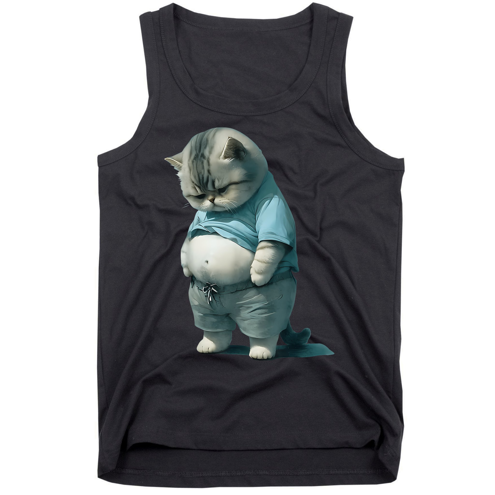 Funny Fat Cat Art Design Fat Kitten Cat Lover Tank Top