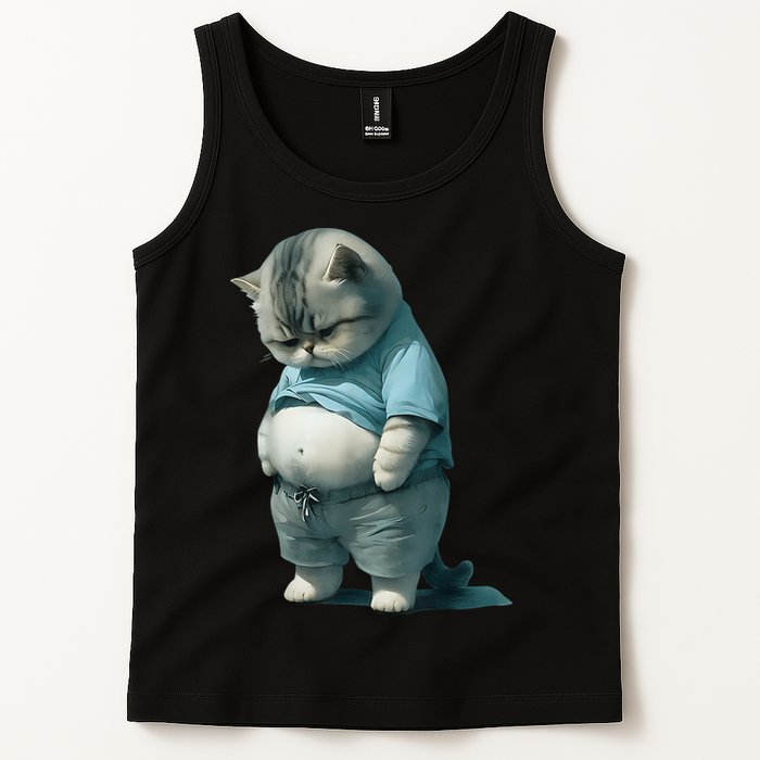 Funny Fat Cat Art Design Fat Kitten Cat Lover Tank Top