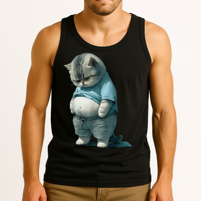 Funny Fat Cat Art Design Fat Kitten Cat Lover Tank Top